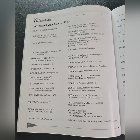 Autographed 2005 52nd Annual Sunnehanna Amateur Golf Tournament Official Program - Picture 4 of 5
